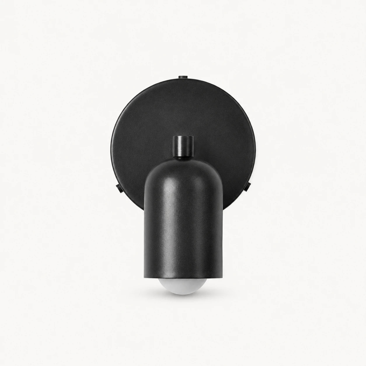 Adjustable spot LED Nordic wall light in black from the front — showing the adjustable spotlight head and wall bracket.