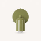 Adjustable spot LED Nordic wall light in green from the front — swivel head and slim arm for directional light control.