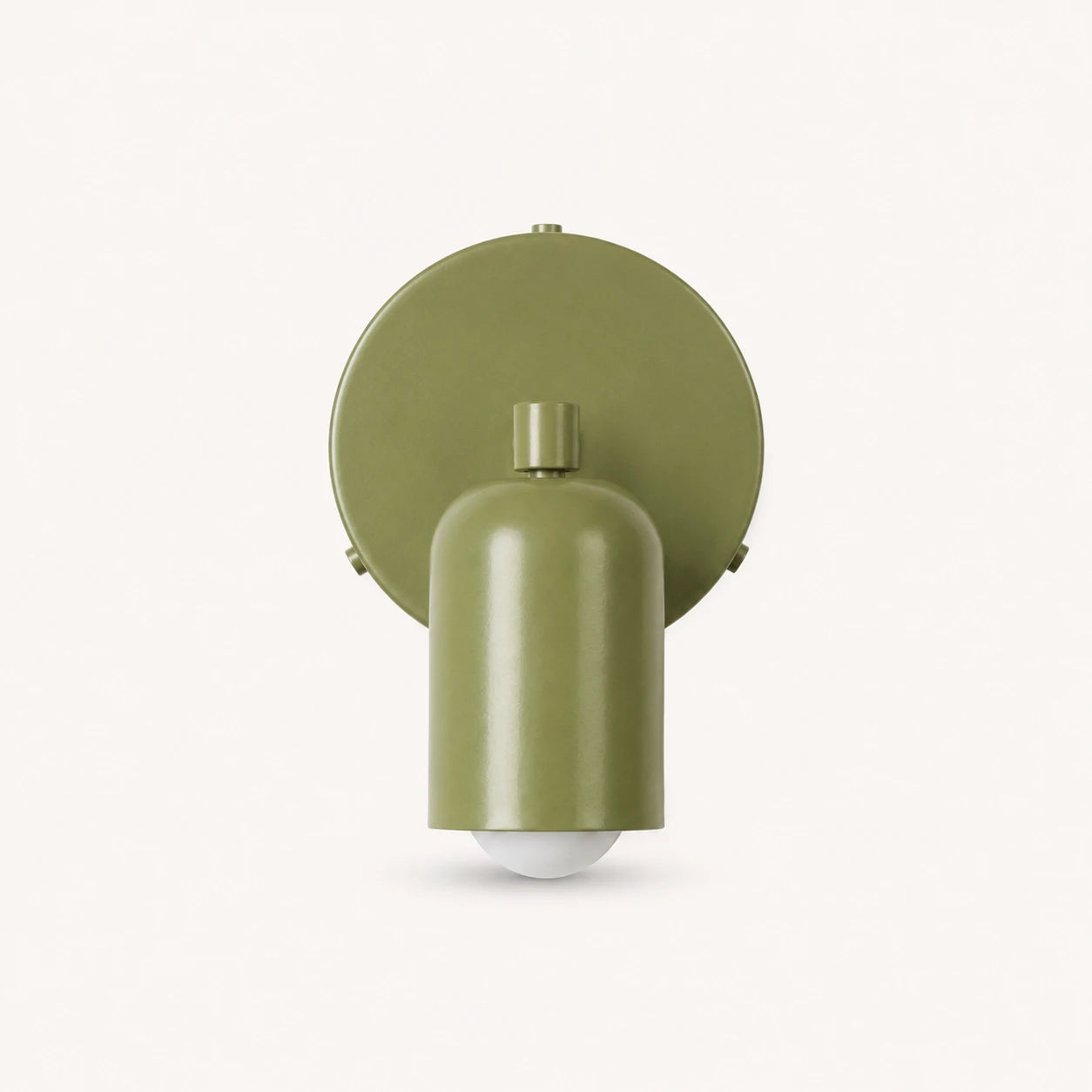 Adjustable spot LED Nordic wall light in green from the front — swivel head and slim arm for directional light control.