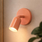 Adjustable spot LED Nordic wall light — directional swivel head on a slim arm, available in five colour options.