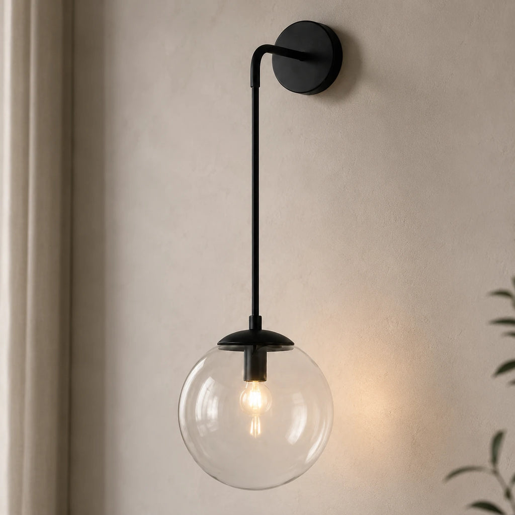 Amber Glass Hook Arm Nordic Wall Sconce