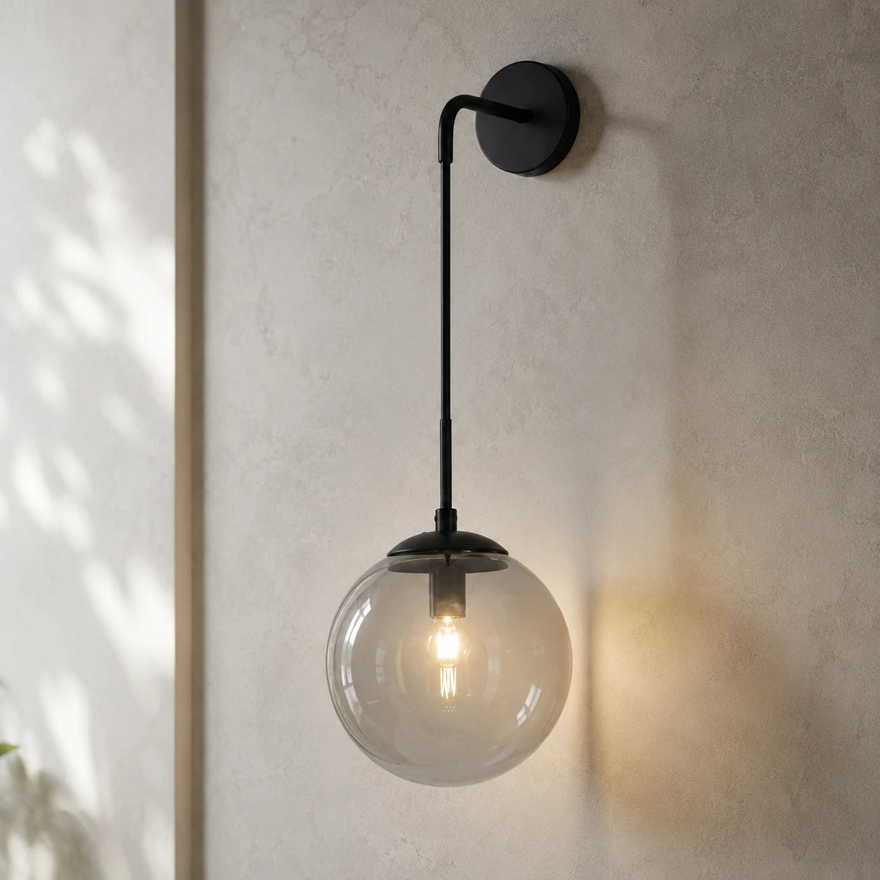 Amber Glass Hook Arm Nordic Wall Sconce