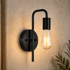 Black & Gold Bare Bulb Industrial Wall Sconce