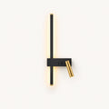 Black LED strip spotlight bedside wall light in left-facing orientation — directional beam angled toward the centre of the bed.