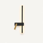 Black LED strip spotlight bedside wall light in right-facing orientation — directional beam angled toward the centre of the bed.