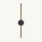 Black rechargeable wireless minimalist wall light from the front — flat panel LED and touch control surface detail.