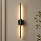 Black rechargeable wireless minimalist wall light — USB-C rechargeable with no drilling or wiring, mounts anywhere on the wall.