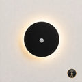 Black & White Halo Motion Sensor LED Modern Wall Light in black, 20cm diameter with motion sensor activation