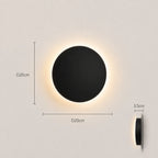 Black & White Halo Motion Sensor LED Modern Wall Light black 20cm diameter dimension diagram with measurements