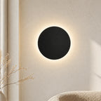 Halo LED modern wall lights in black and white — 20cm and 30cm sizes with motion sensor and touch control options.