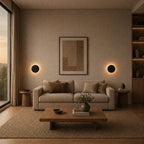 Black & White Halo Motion Sensor LED Modern Wall Light lifestyle in living room, black