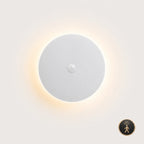 Black & White Halo Motion Sensor LED Modern Wall Light in white, 30cm diameter with motion sensor activation