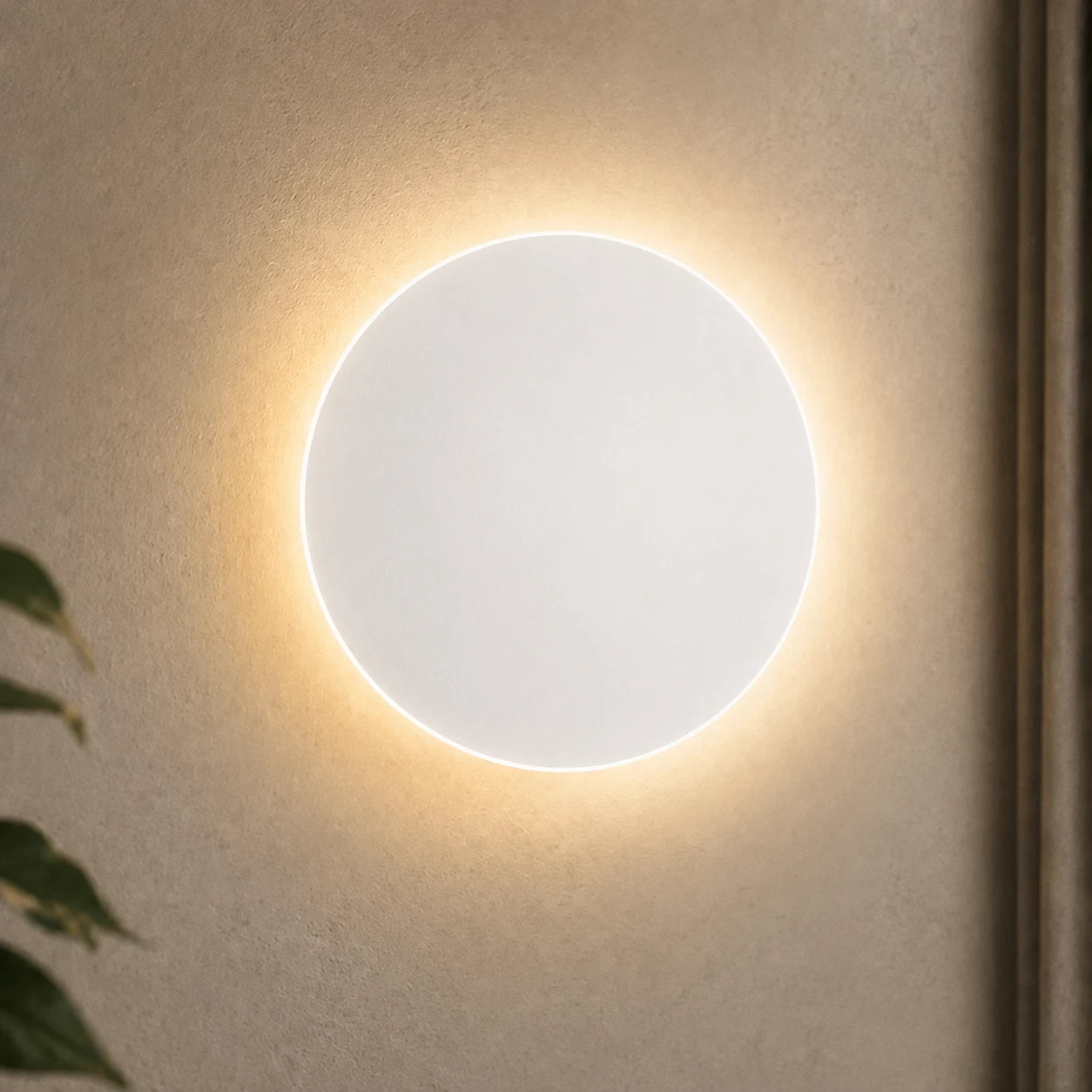 Black halo motion sensor LED modern wall light — white version.