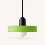 Coloured Glass Bauhaus Pendant Light shown in Green glass and Black fitting, highlighting the compact pendant shape and finish.
