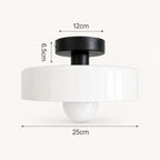 Coloured Glass Bauhaus Semi-Flush Ceiling Light size guide showing full product dimensions and mounting measurements in centimetres.