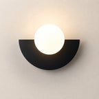 Colourful Glass Globe Nordic Wall Light in matte black finish with frosted white glass globe shade