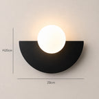Colourful Glass Globe Nordic Wall Light large size 28cm wide by 20cm tall dimension diagram
