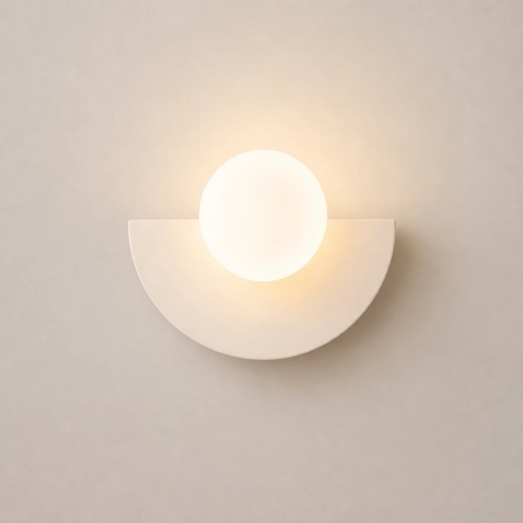 Colourful Glass Globe Nordic Wall Light in white finish with frosted white glass globe shade
