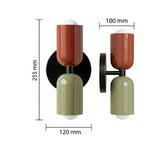 Colourful Nordic indoor up and down LED wall light dimensions — 255mm height, 120mm width, 100mm depth.