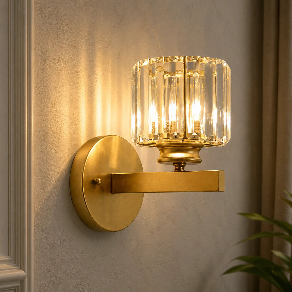 Crystal Cylinder Art Deco Wall Sconce