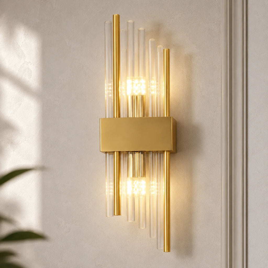 Crystal Glass Art Deco Wall Sconce