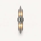 Black crystal glass Art Deco wall sconce fan variant with crystal fan-shaped shade and matte black hardware detail