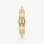 Gold crystal glass Art Deco wall sconce fan variant with crystal fan-shaped shade and brushed gold hardware detail