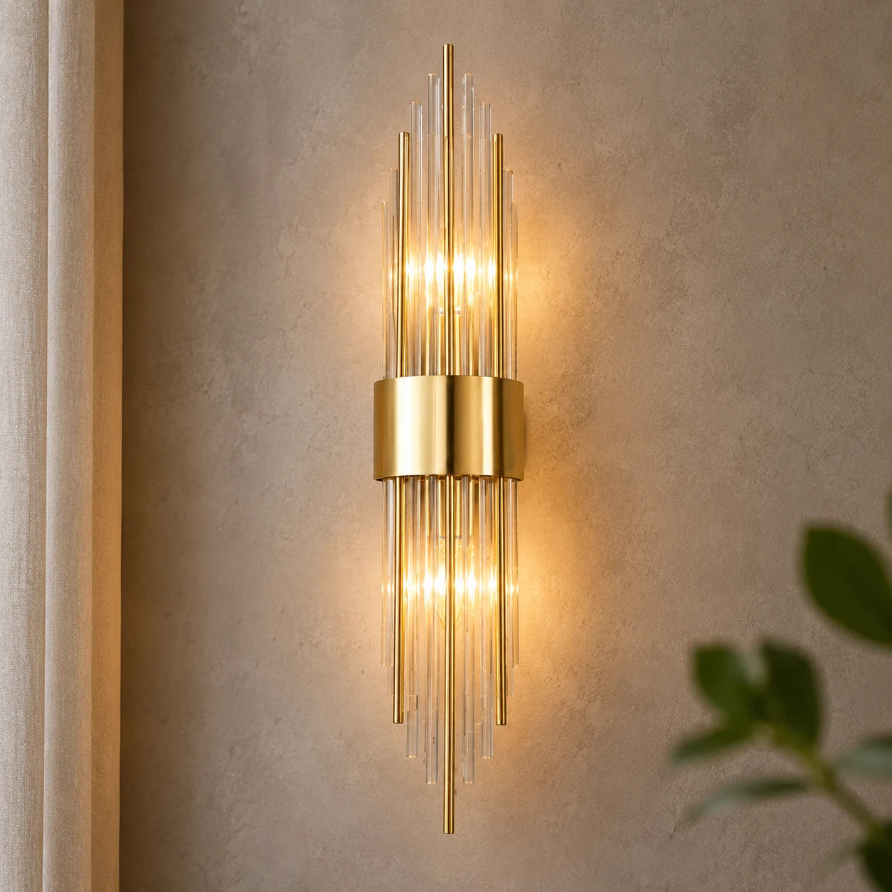 Crystal Glass Art Deco Wall Sconce