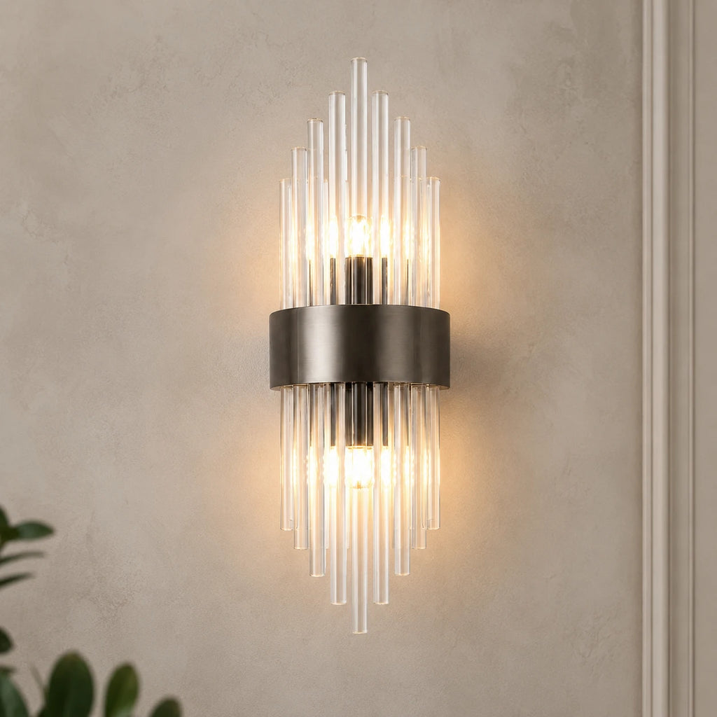 Crystal Glass Art Deco Wall Sconce