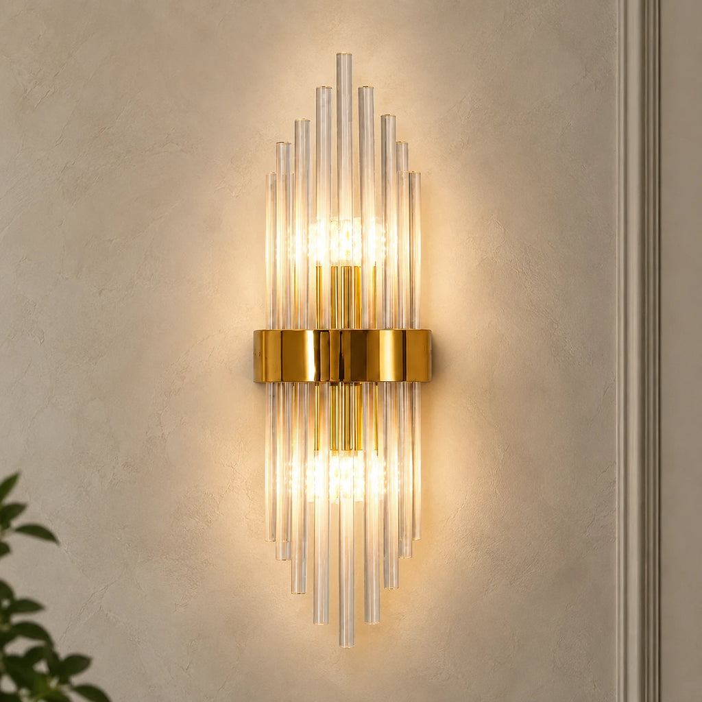 Crystal Glass Art Deco Wall Sconce