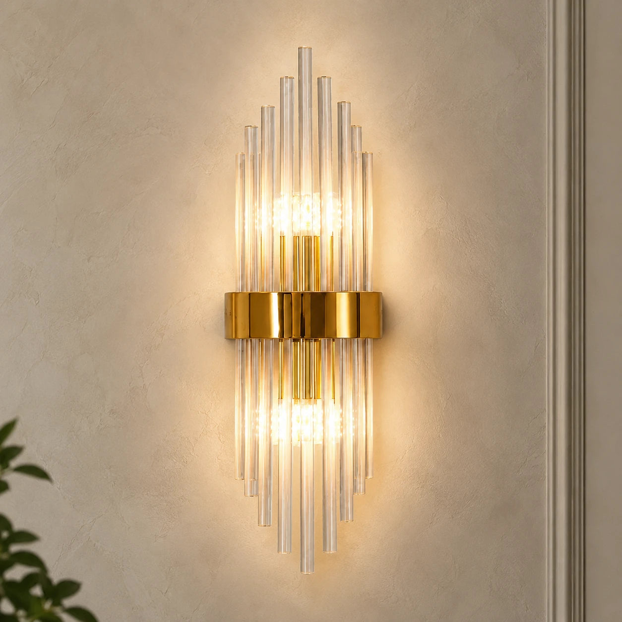 Crystal Glass Art Deco Wall Sconce
