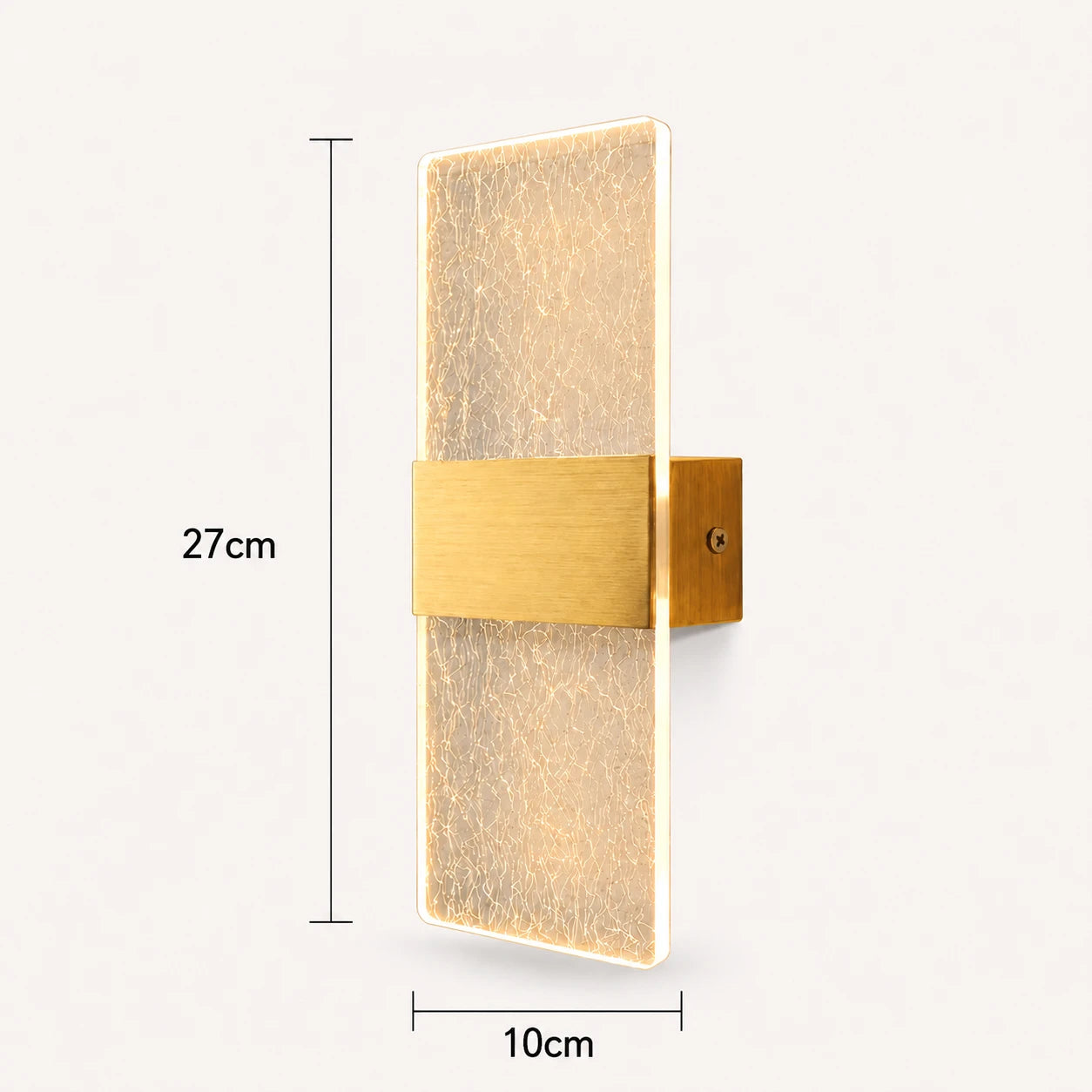 Decorative Acrylic Contemporary LED Wall Sconce size dimension diagram showing full width and height measurements