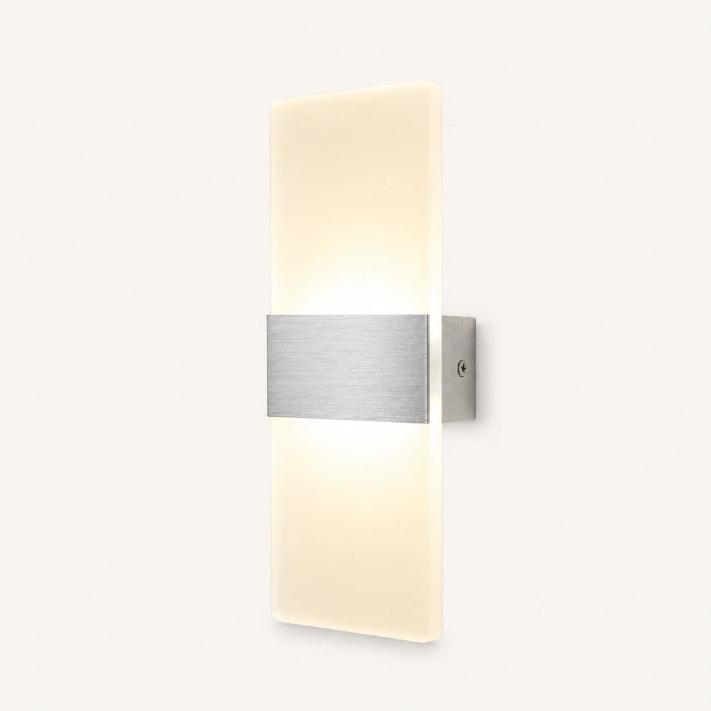 Decorative Acrylic Contemporary LED Wall Sconce with frosted clear acrylic panel in silver frame
