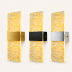 Decorative acrylic contemporary LED wall sconce in all hardware colours with gold foil patterned crystal acrylic panel