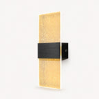 Black hardware decorative acrylic contemporary LED wall sconce with gold silk pattern crystal panel product detail view