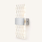 Silver hardware decorative acrylic contemporary LED wall sconce with grid pattern crystal acrylic panel product detail view