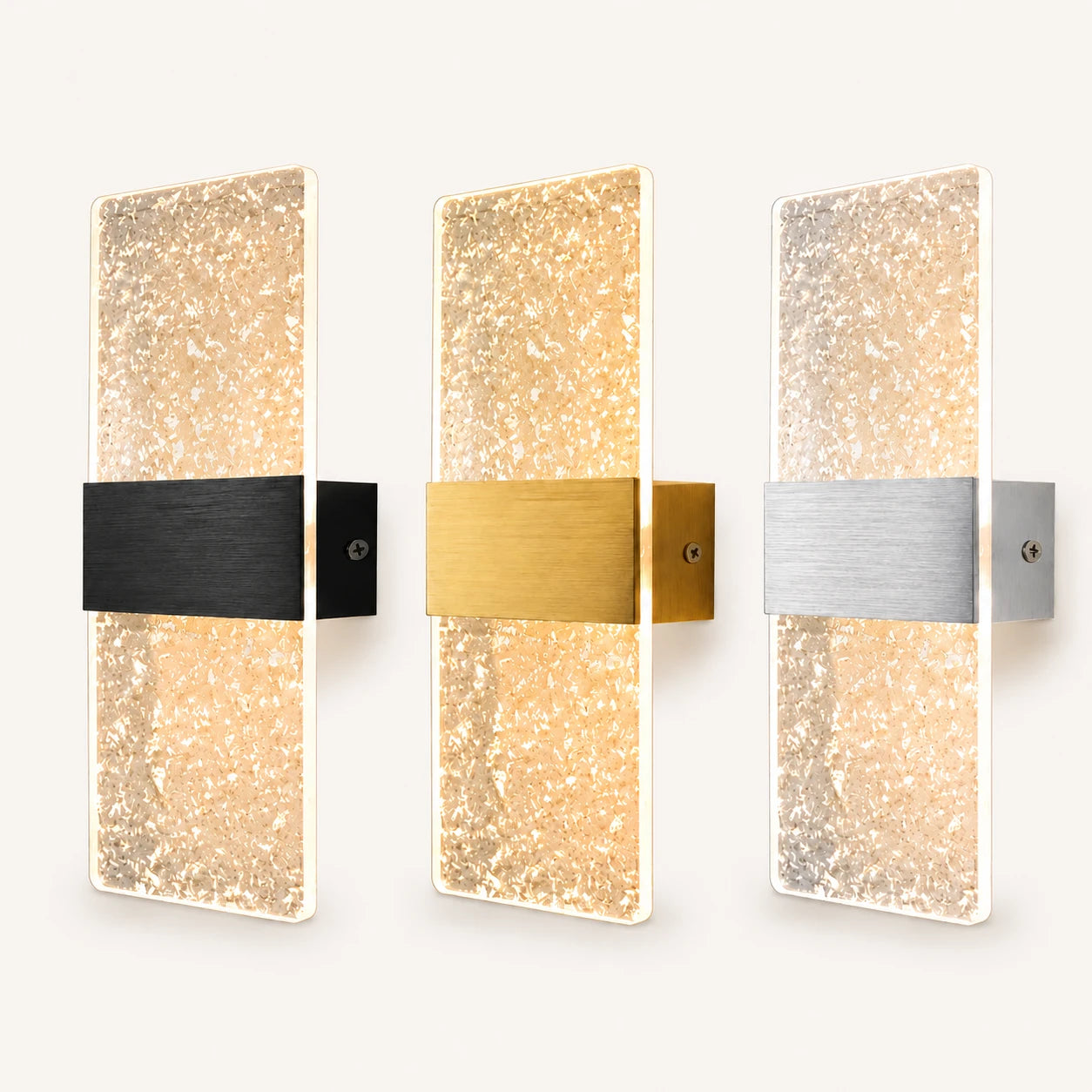 Decorative Acrylic Contemporary LED Wall Sconce with silver foil acrylic panel, all frame colour options