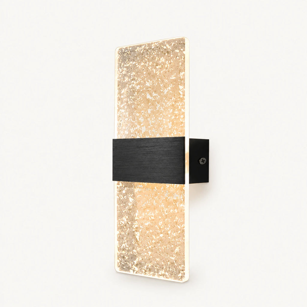Decorative Acrylic Contemporary LED Wall Sconce with silver foil acrylic panel in black frame