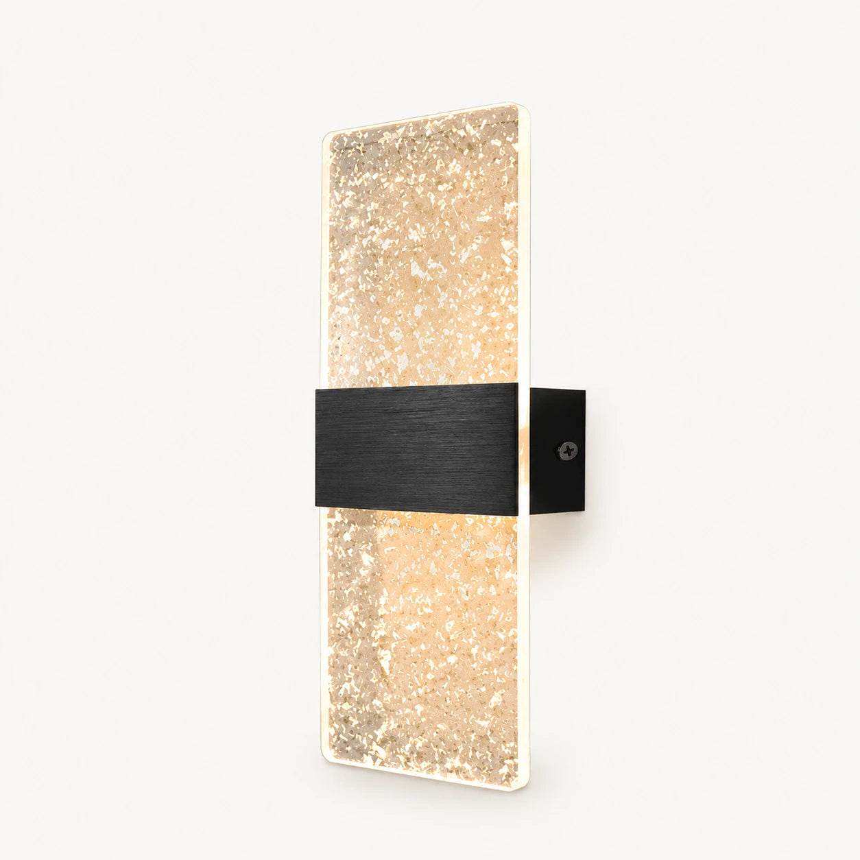 Decorative Acrylic Contemporary LED Wall Sconce with silver foil acrylic panel in black frame