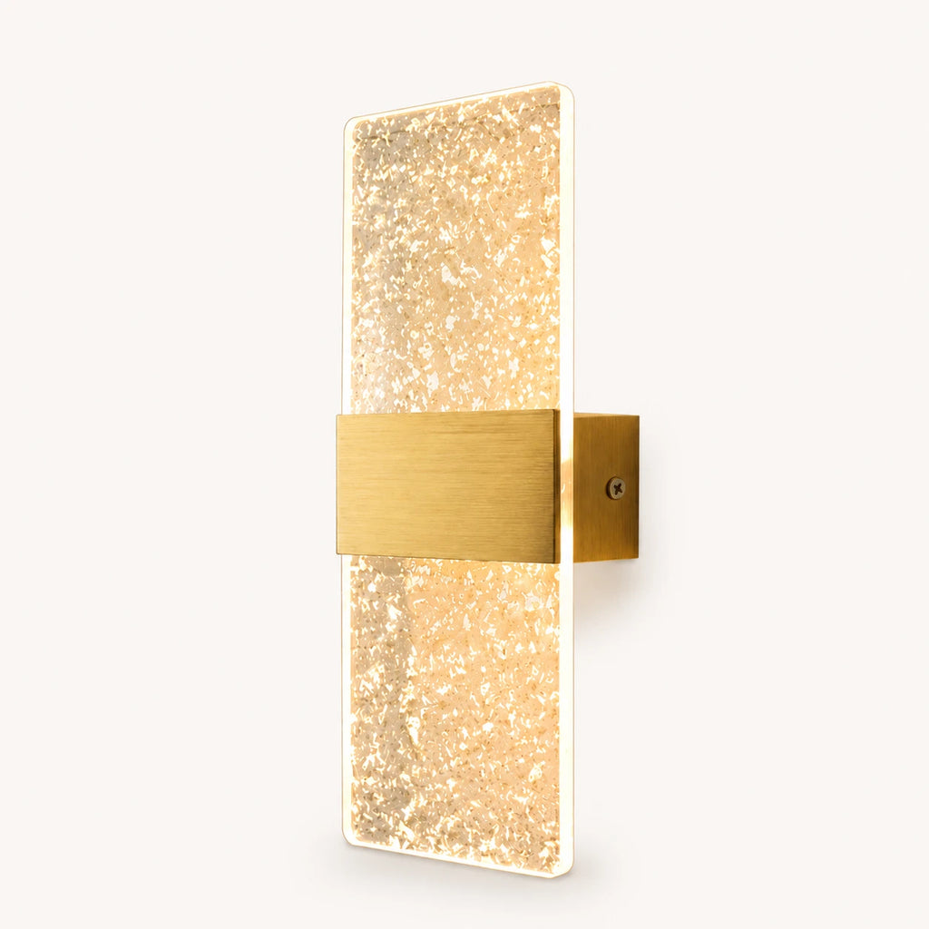 Decorative Acrylic Contemporary LED Wall Sconce with silver foil acrylic panel in gold frame