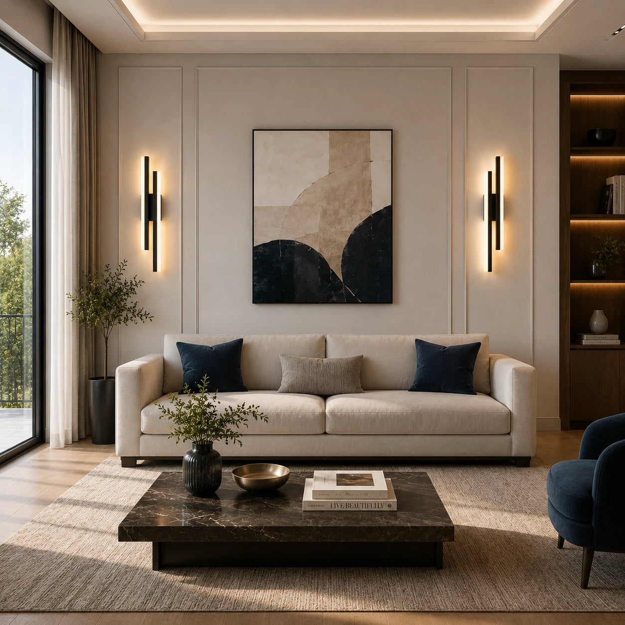 Double Strip LED Modern Wall Light after installation in living room