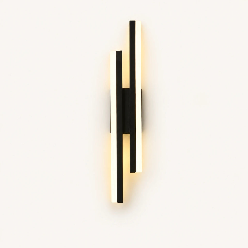 Double strip LED modern wall light in black right-facing orientation — directional LED bars for right-side bedside placement.