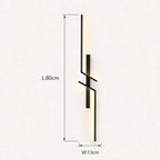 Geometric two-bar LED modern wall light in black 80cm — mid-size for living rooms and bedroom feature walls.