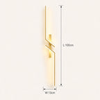 Geometric two-bar LED modern wall light in gold 100cm — statement-length warm metallic frame for wide feature walls.