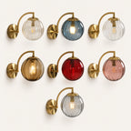 Gold Ribbed Glass Globe Nordic Wall Sconce all colour options for the ribbed glass globe shade