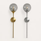 Gold & Silver Long Stem Glass Globe Nordic Wall Sconce all colours: gold or silver stem with glass globe