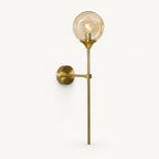 Gold & Silver Long Stem Glass Globe Nordic Wall Sconce in gold stem with amber glass globe