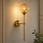 Gold & Silver Long Stem Glass Globe Nordic Wall Sconce