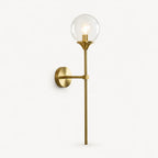 Gold & Silver Long Stem Glass Globe Nordic Wall Sconce in gold stem with clear glass globe