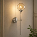 Gold & Silver Long Stem Glass Globe Nordic Wall Sconce